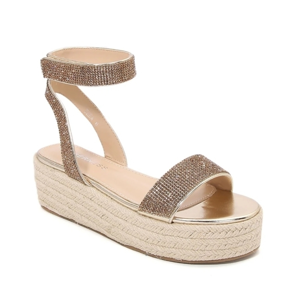 Berness Women's Platform Sandals with Glittering Straps Sz 10 Pre-owned